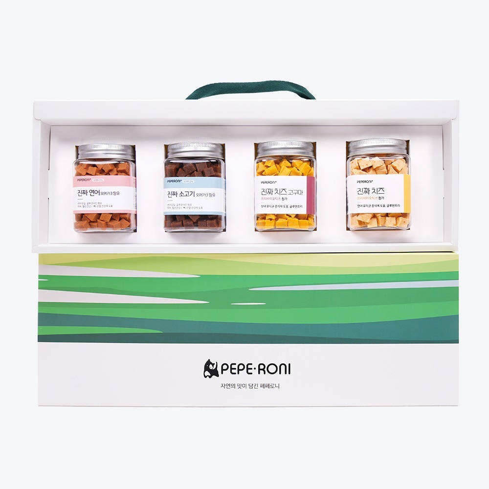 Gift box 페페로니 진짜 시리즈 4개 SET 연어+소고기+치즈+치즈고구마